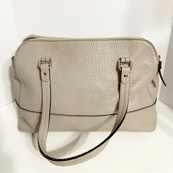 kate spade Taupe Pebbled Leather Grove Court Lainey Satchel Fully Lined Top Hand - Picture 4 of 14